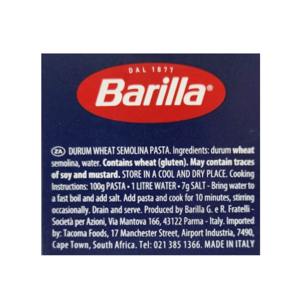 Barilla Farfalle 500g back image