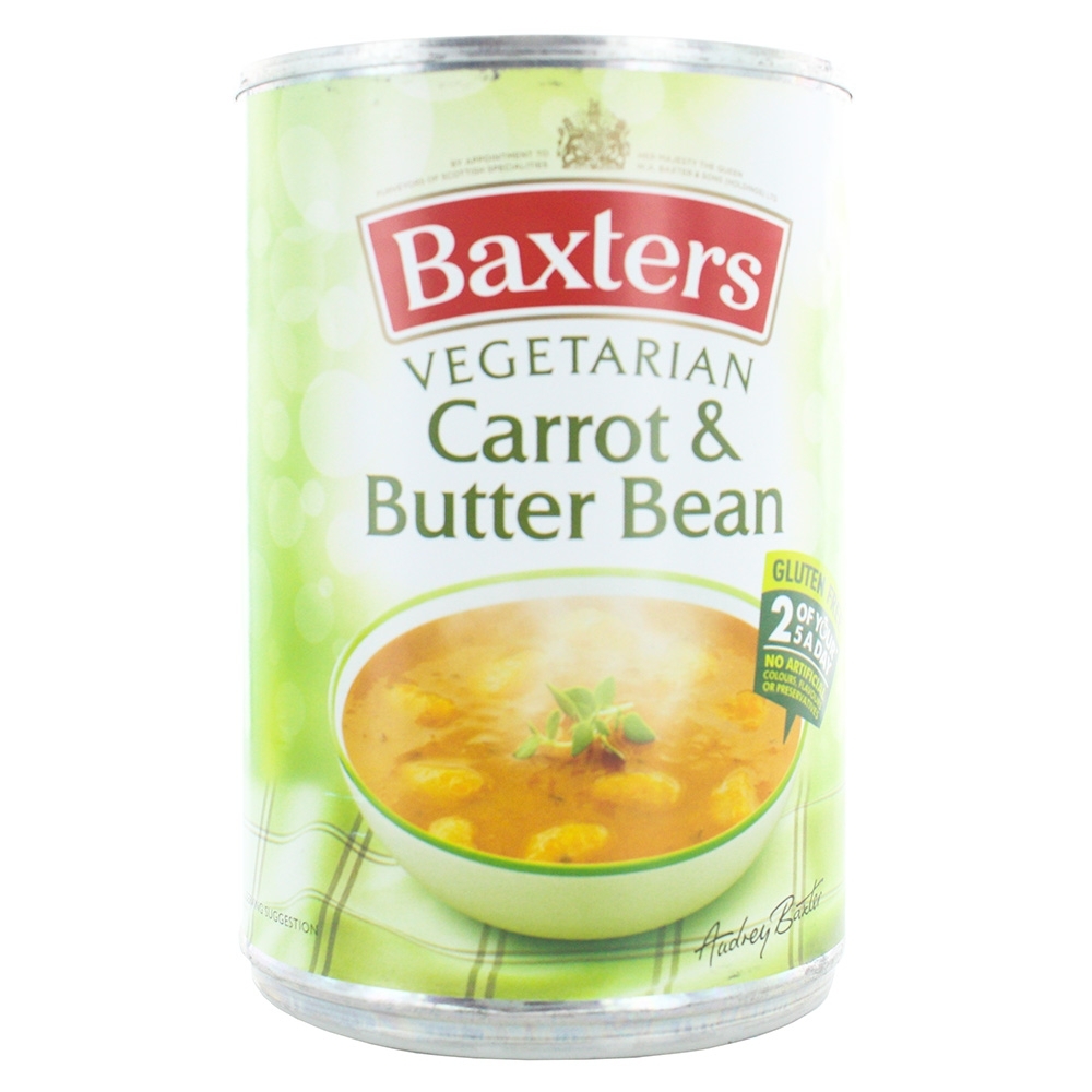 Baxters Carrot & Butter Bean Vegetarian Soup 400g – Available at Alosra Online Supermarket