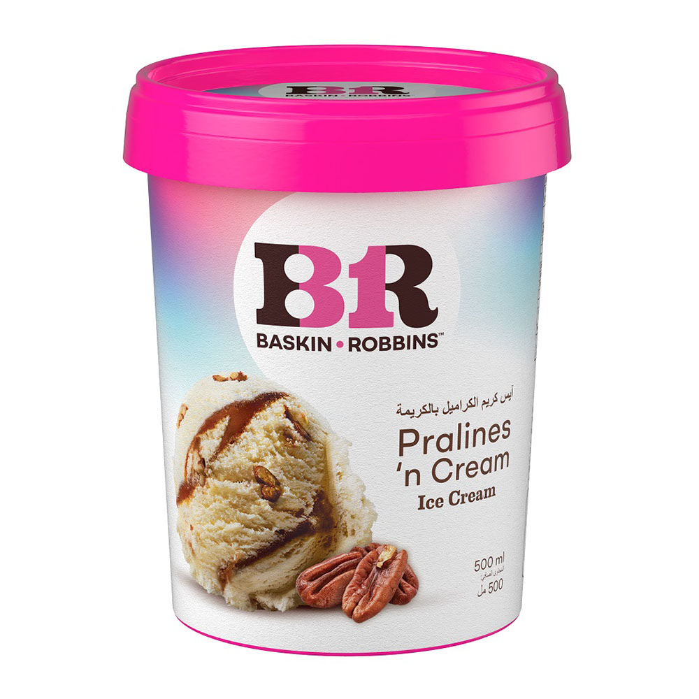 Baskin Robbins Pralines 'N Cream Ice Cream 500ml - Available at Alosra Online Supermarket