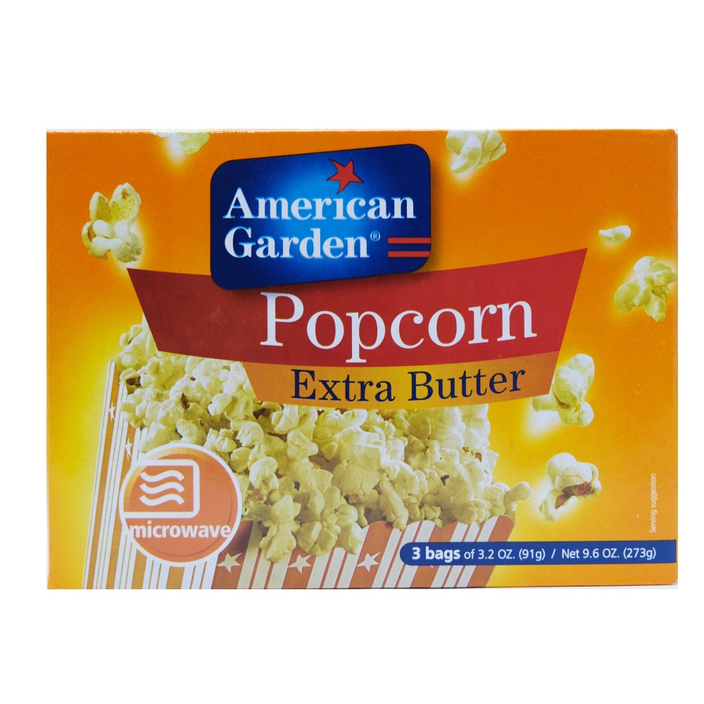 American Garden Extra Butter Micro Popcorn 273g - Available at Alosra Online Supermarket