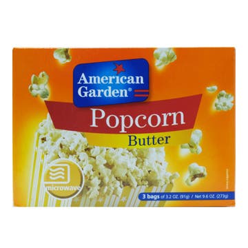 American Garden Butter Microwave Popcorn 273g - Available at Alosra Online Supermarket