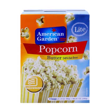 American Garden Butter Microwave Popcorn Lite 240g - Available at Alosra Online Supermarket