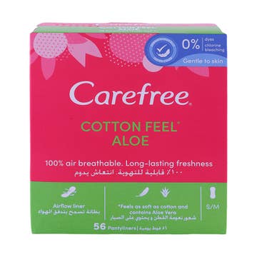 Carefree Aloe 5 in 1 Freshness Sanitary Pads 58's - Available at Alosra Online Supermarket