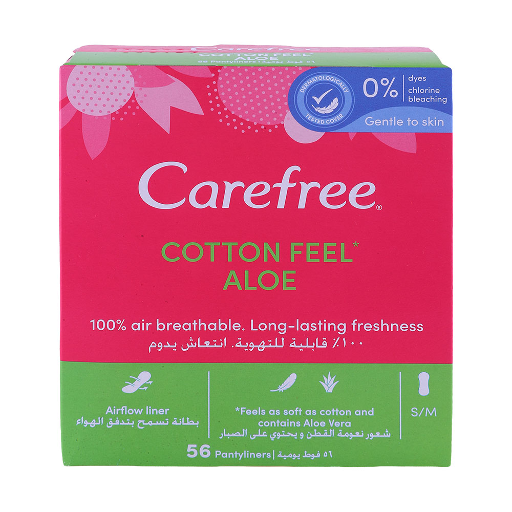 Carefree Aloe 5 in 1 Freshness Sanitary Pads 58's - Available at Alosra Online Supermarket