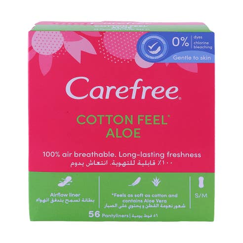 Carefree Aloe 5 in 1 Freshness Sanitary Pads 58's - Available at Alosra Online Supermarket