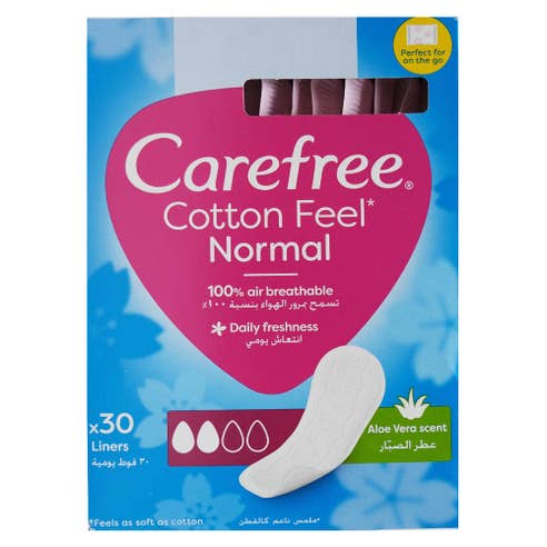Carefree Cotton Feel Aloe Pantyliners 30's - Available at Alosra Online Supermarket