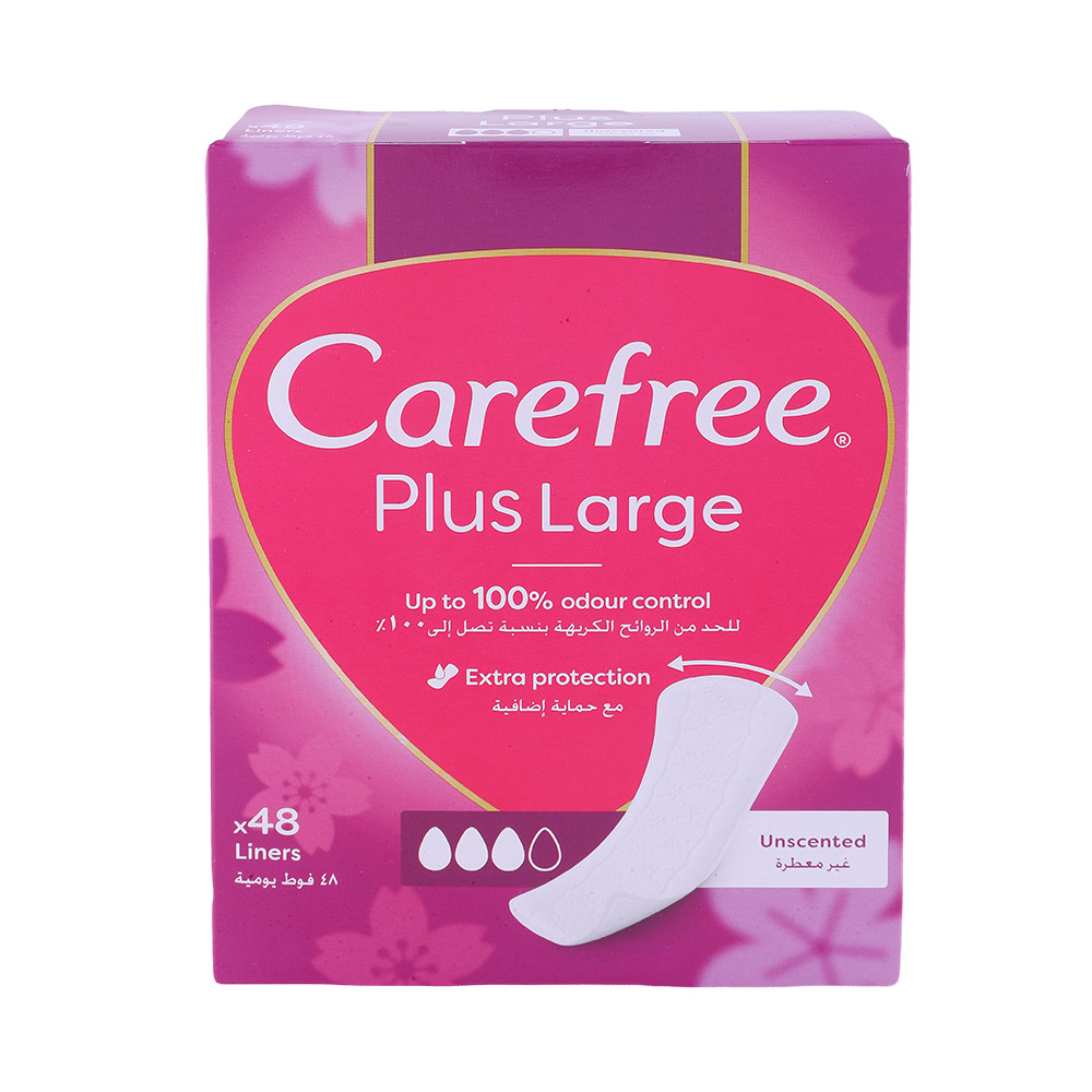 Carefree Plus Large Sanitary Pads 48's - Available at Alosra Online Supermarket