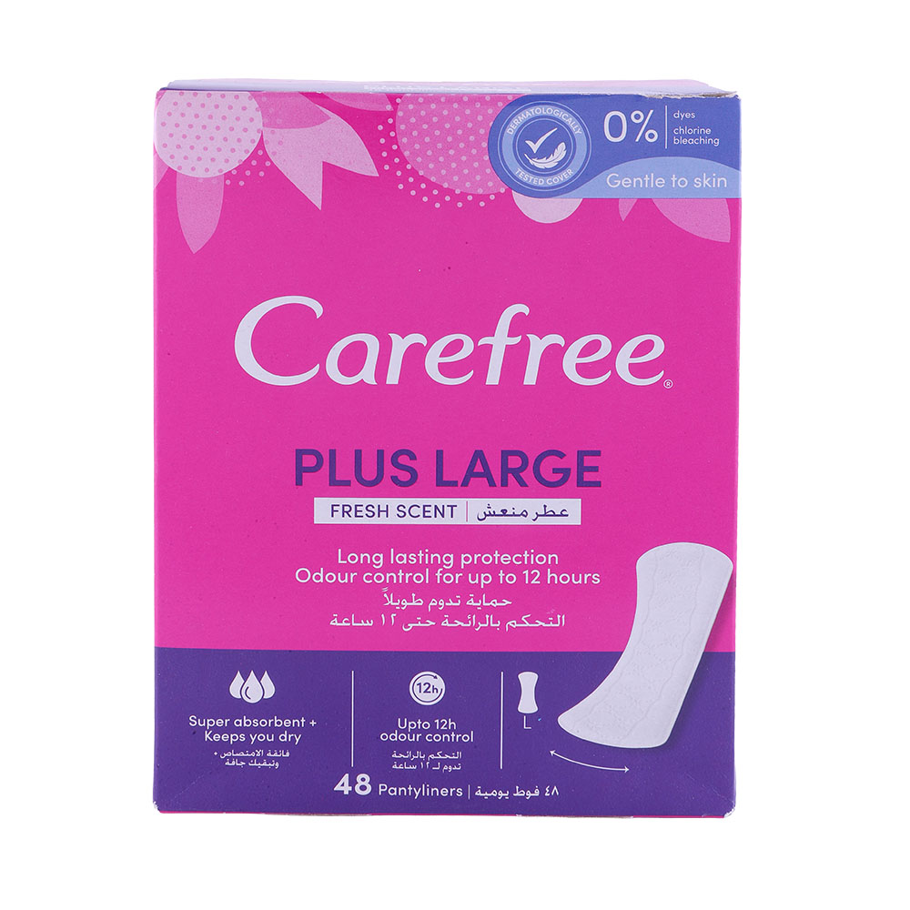 Carefree Plus Large Fresh Scent Sanitary Pads 48's - Available at Alosra Online Supermarket