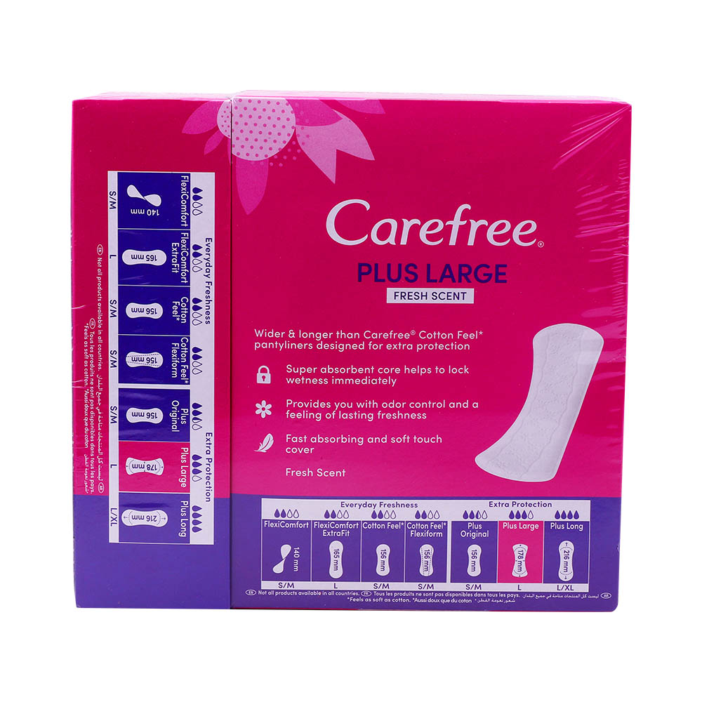 Carefree Plus Large Fresh Scent 48's + 20's Free [Special Offer] back image