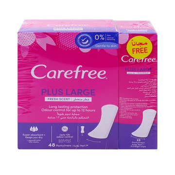 Carefree Plus Large Fresh Scent 48's + 20's Free [Special Offer] - Available at Alosra Online Supermarket