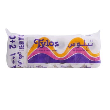 Tylos Luxurious Toilet Paper 10 +2 Roll - Available at Alosra Online Supermarket