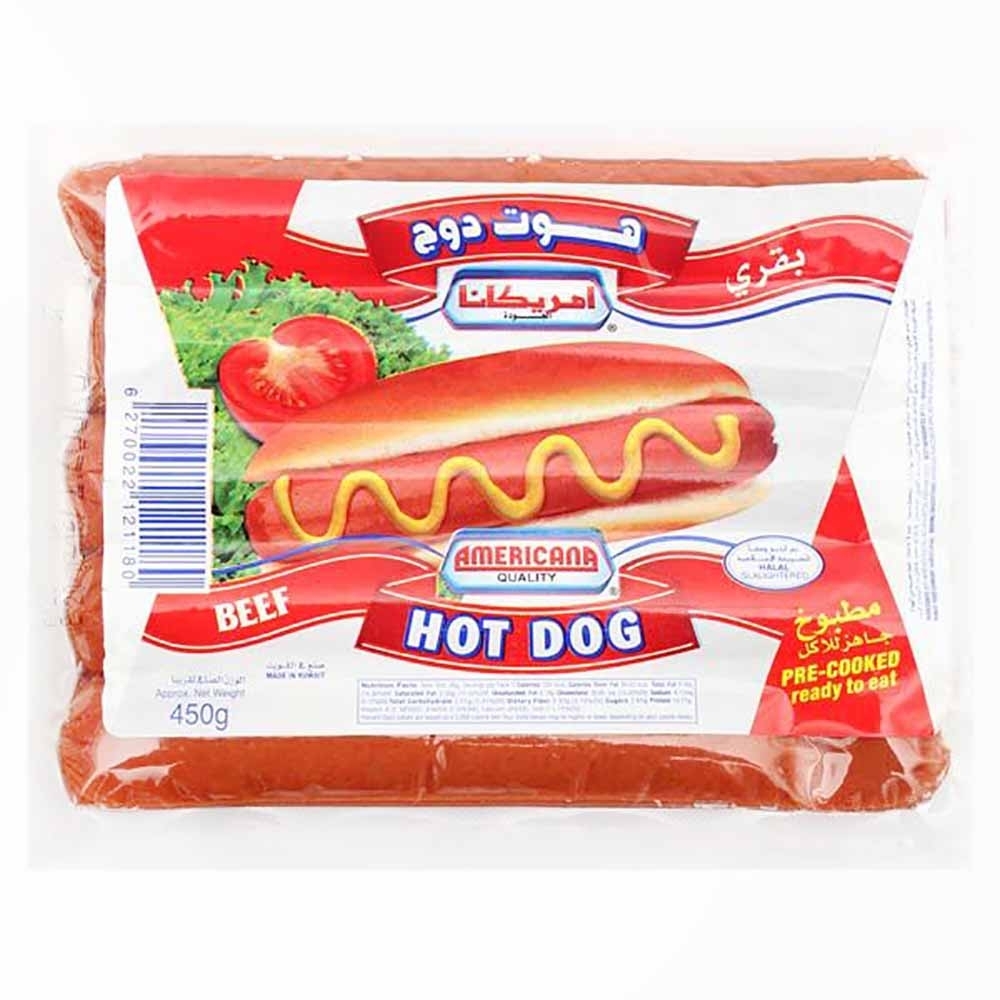 Americana Beef Hot Dog 450g - Available at Alosra Online Supermarket