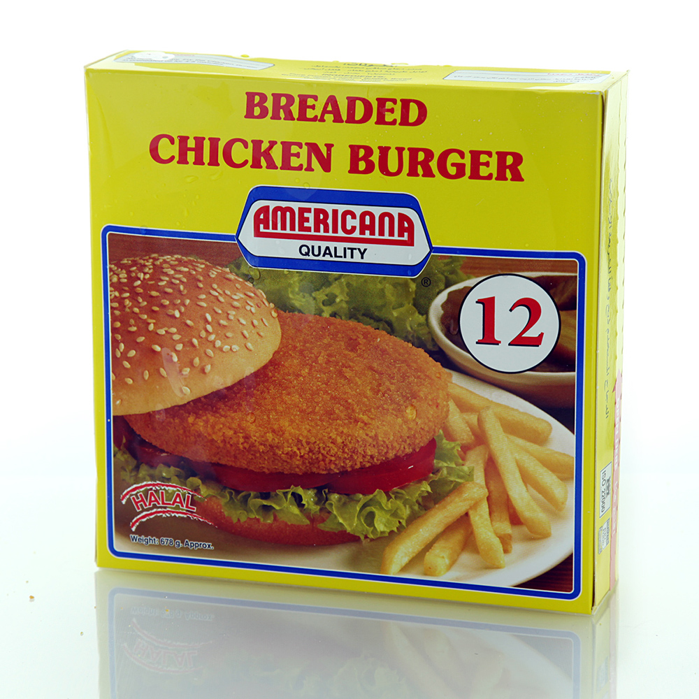 Americana Breaded Chicken Burger 678g 12's - Available at Alosra Online Supermarket
