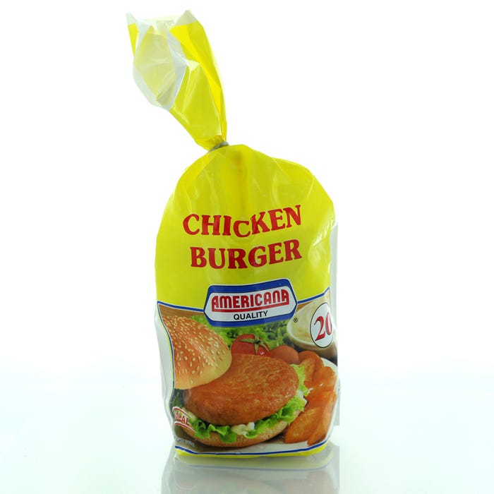 Americana Chicken Burger Unbreaded 1Kg 20's - Available at Alosra Online Supermarket