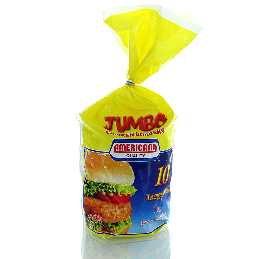 Americana Chicken Jumbo Burger 10's 1Kg - Available at Alosra Online Supermarket