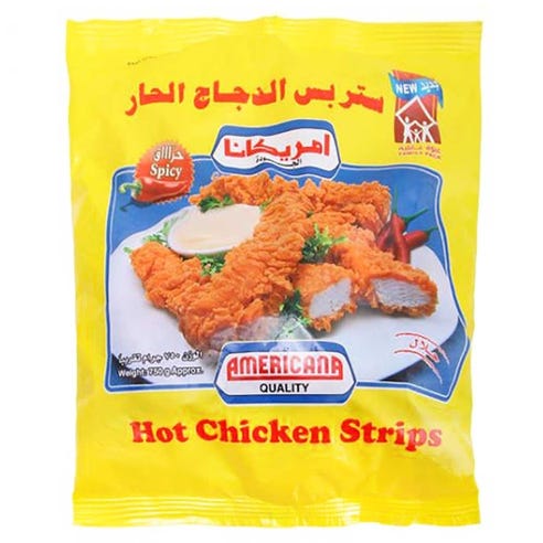 Americana Hot Chicken Strips 750g - Available at Alosra Online Supermarket