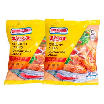 Americana Zingz Hot & Crunchy Chicken Strips 2x750g [Special Offer] - Available at Alosra Online Supermarket