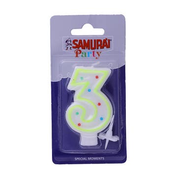 Samurai Birthday Candles No.3 Blister Pack - Available at Alosra Online Supermarket