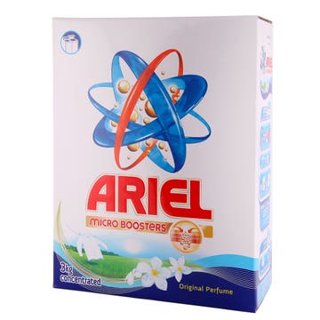 Ariel Micro Boosters Concentrated Original Perfume Blue 3Kg - Available at Alosra Online Supermarket