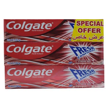 Colgate Fresh Confidence Xtreme Red Toothpaste 3x125ml [Special Offer] 