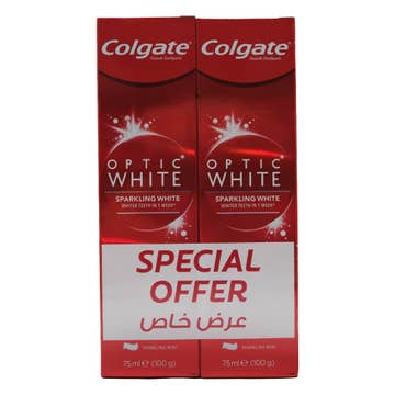 Colgate Optic White Sparkling White Toothpaste 2x75ml [Special Offer] 