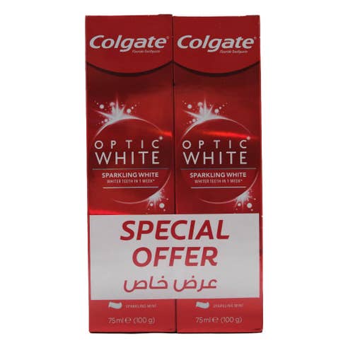 Colgate Optic White Sparkling White Toothpaste 2x75ml [Special Offer] 