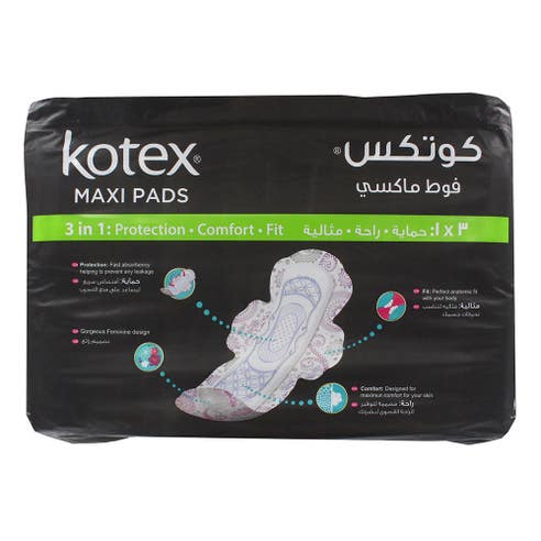 Kotex Maxi Pads 3 in 1 50's - Available at Alosra Online Supermarket