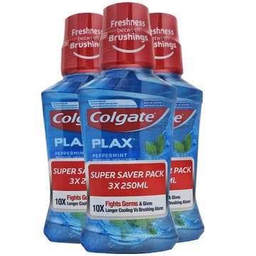 Colgate Plax Peppermint Mouthwash 3x250ml [Special Offer]