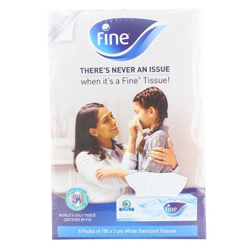 Fine Facial Tissue Classic 2Ply 5x150's - Available at Alosra Online Supermarket