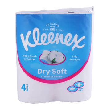 Kleenex Dry Soft Bathroom Tissue White 4's - Available at Alosra Online Supermarket