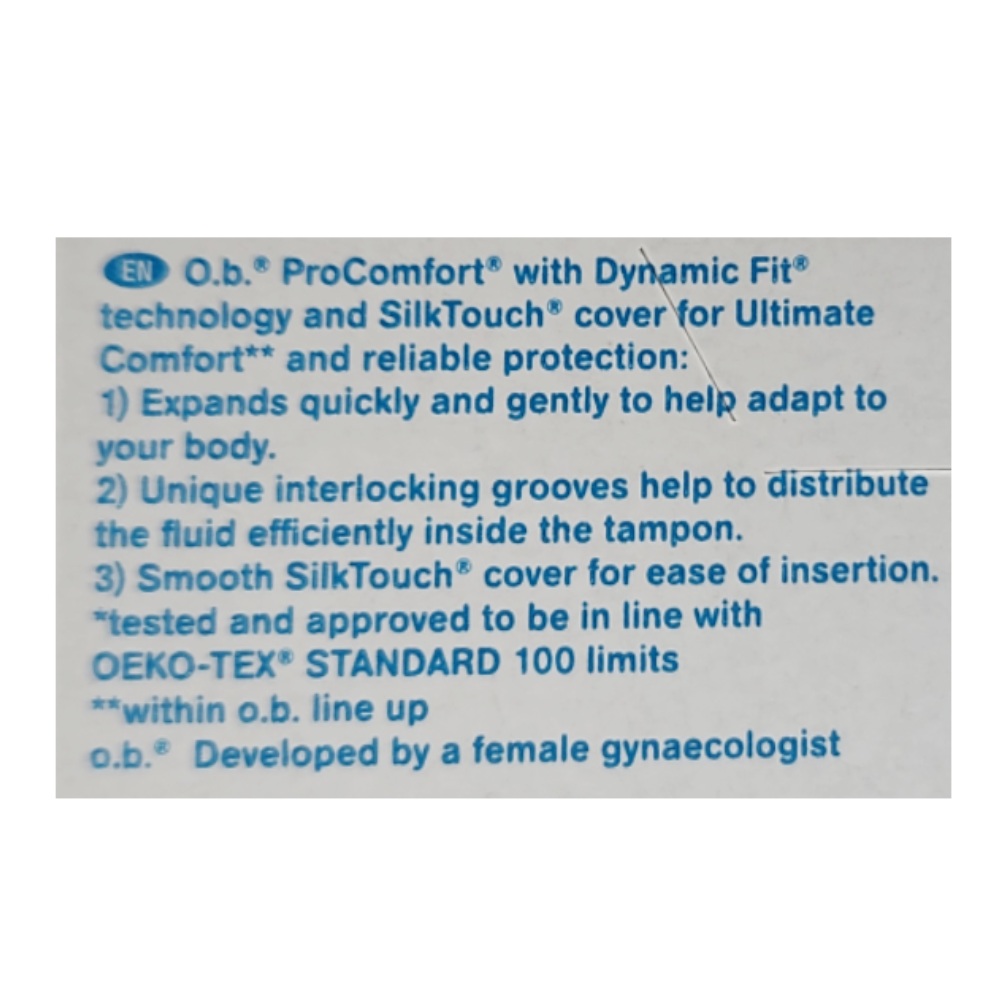 O.B. Pro Comfort Normal Tampons 16's back image