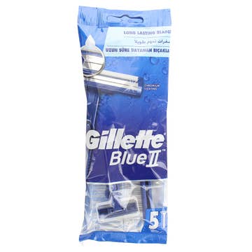 Gillette Blue II Disposable Razor 5's - Available at Alosra Online Supermarket