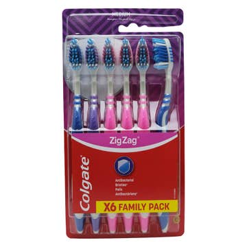 Colgate Zigzag Medium Family Pack Toothbrush 6's [Special Offer] 