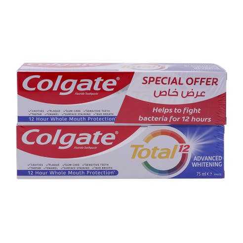 Colgate Total 12 Advanced Whitening Toothpaste 2x75ml [Special Offer] 