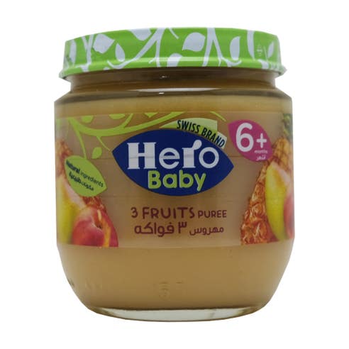 Hero 3 Fruits Puree Baby Food 130g - Available at Alosra Online Supermarket