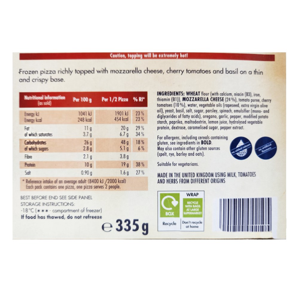 Dr Oetker Ristorante Mozzarella Pizza 335g back image