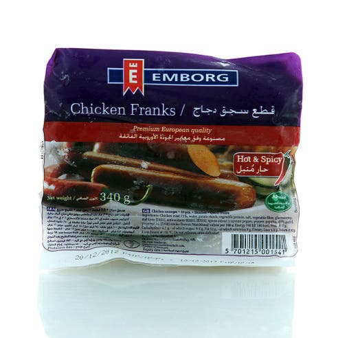 Emborg Hot & Spicy Chicken Franks 340g - Available at Alosra Online Supermarket