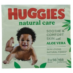 Huggies Natural Care Aloe Vera Baby Wipes 3x56s [Special Offer]