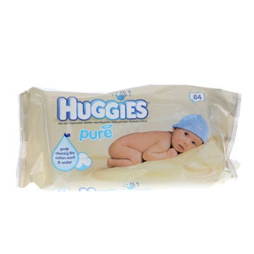 Huggies Pure Baby Wipes 64 Pack - Available at Alosra Online Supermarket