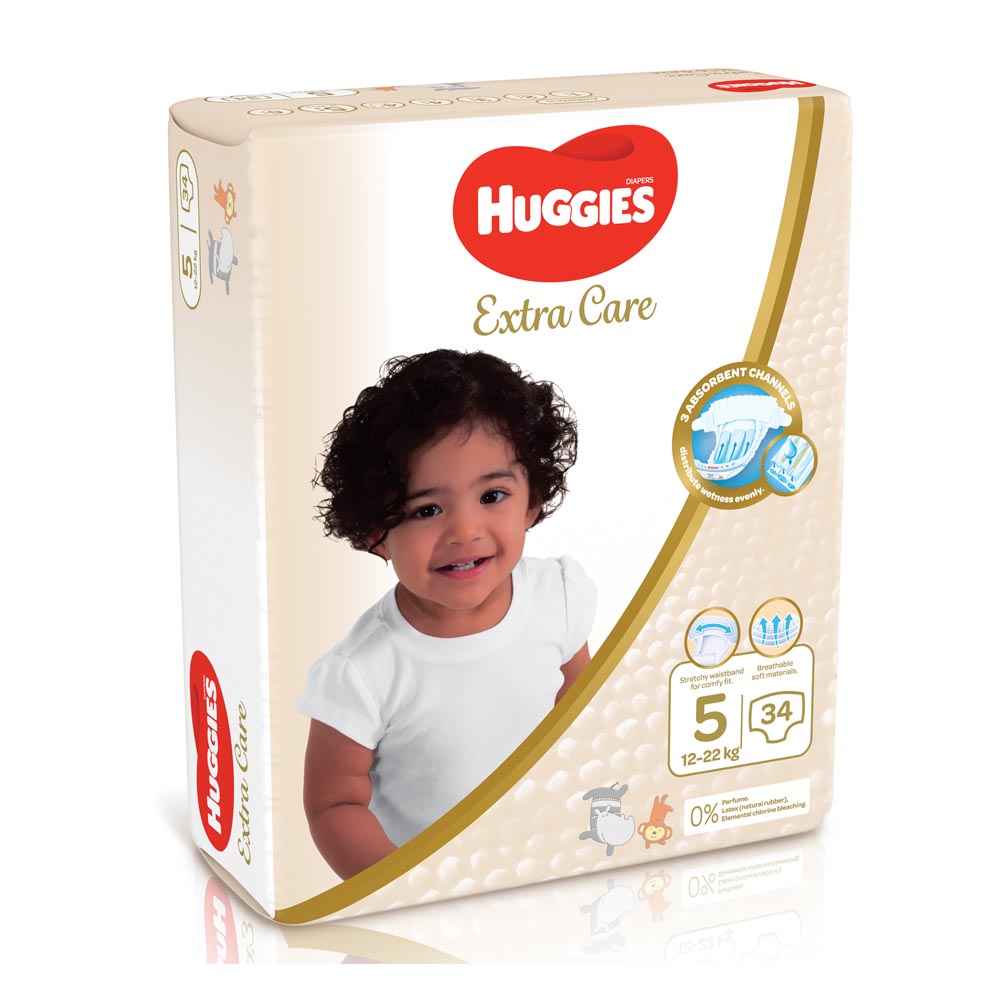 Huggies Extra Care Size 5 Diapers 34's left side image