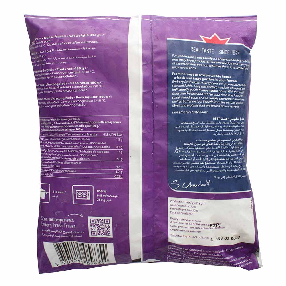 Emborg Sweet Corn 450g back image