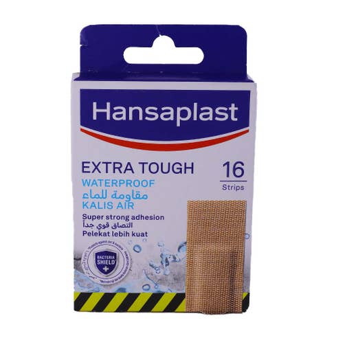 Hansaplast Extra Tough Waterproof Bandage Strips 16's - Available at Alosra Online Supermarket