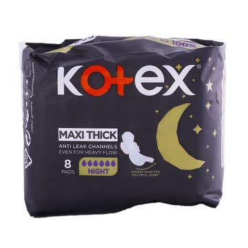 Kotex Maxi Thick Night Sanitary Pads 8's - Available at Alosra Online Supermarket
