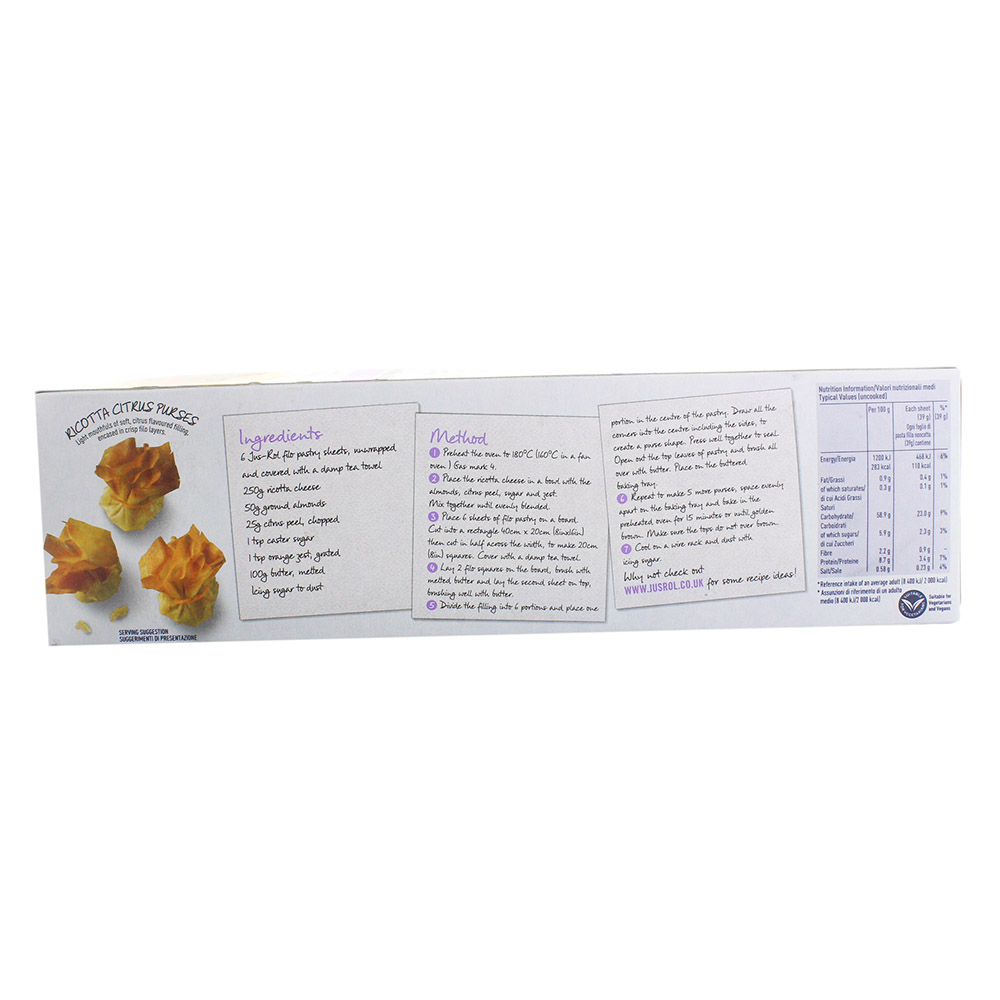 Jus-Rol Filo Pastry Sheets 270g- Product ingredients image