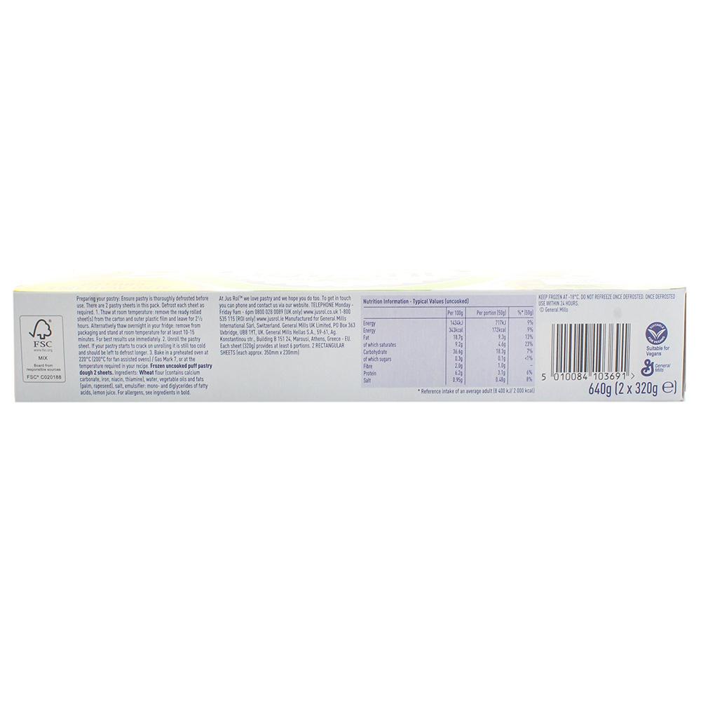 Jus-Rol Puff Pastry Sheets 640g- Product ingredients image