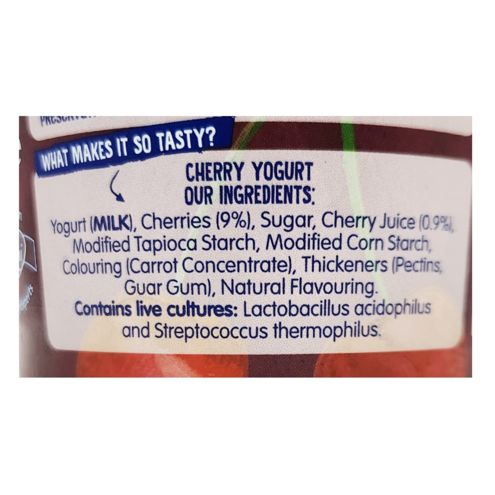 Onken Cherry Biopot Yogurt 450g back image