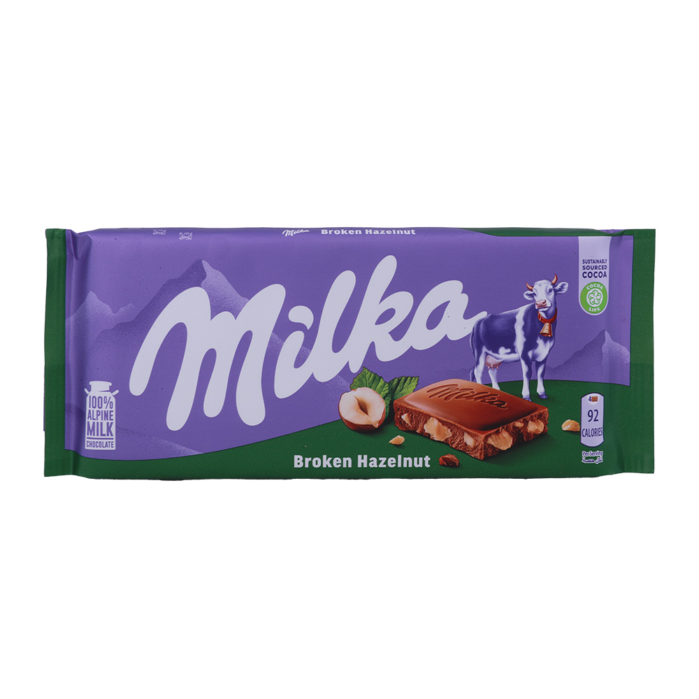 Milka Broken Hazelnut Chocolate 100g - Available at Alosra Online Supermarket