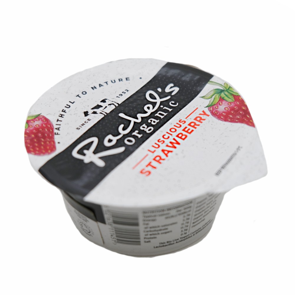 Rachel's Organic Forbidden Fruits Strawberry Yogurt 150g left side image