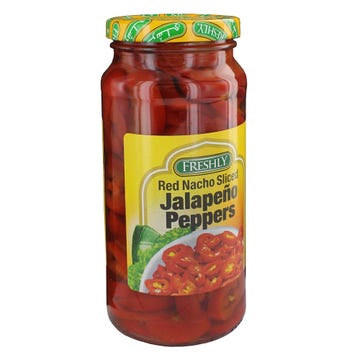 Freshly Red Nacho Sliced Jalapenos Peppers 16oz - Available at Alosra Online Supermarket