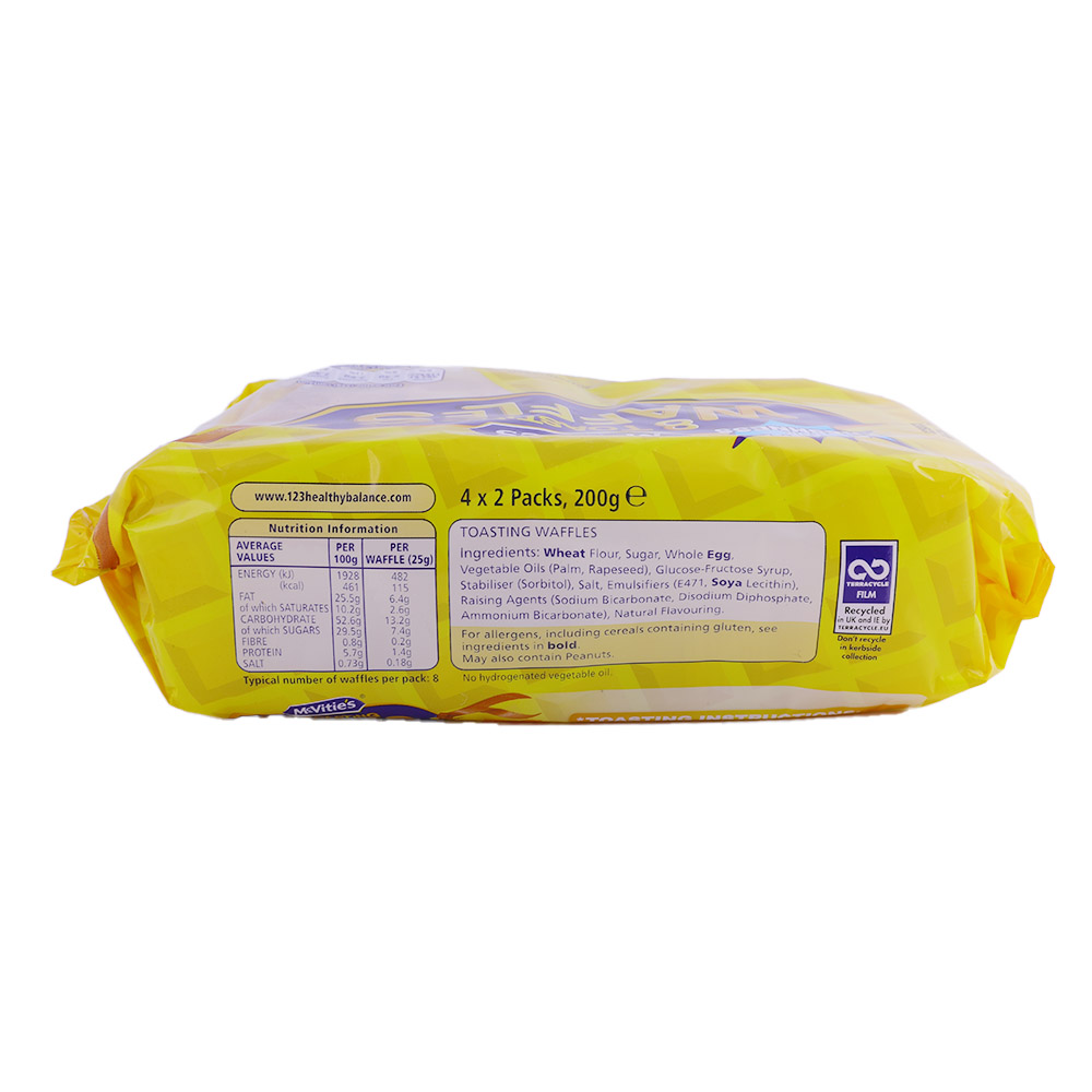 McVitie's Toasting Waffles 8 Pack 200g back image